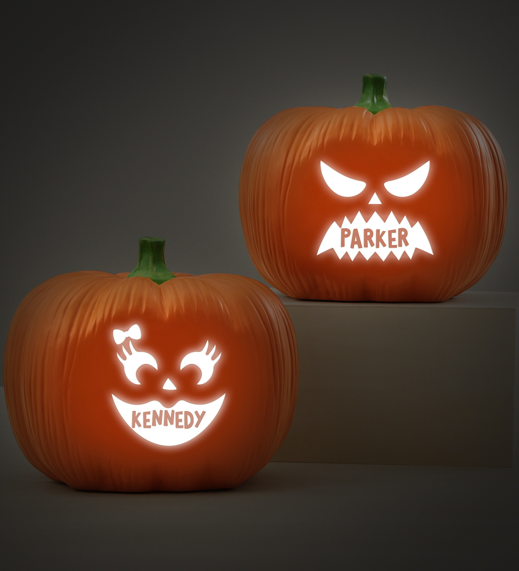 Jack-o'-Lantern Personalized Light Up Resin Pumpkin